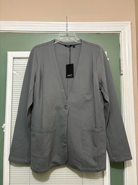 NWT Peach Women’s Storm Gray Ponte Power Blazer Gym Career Size Large